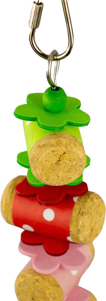 HAPPY BEAKS RAINBOW ROLLERS CORK BIRD TOY