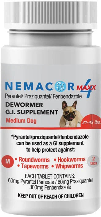 NEMACOR MAXX 4 DEWORMER TABLETS FOR DOGS 21-45