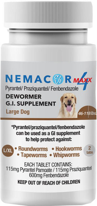 NEMACOR MAXX 4 DEWORMER TABLETS FOR DOGS 46-120lb