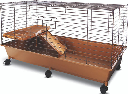 DELUXE RABBIT CAGE W/SHELF RAMP WHEELS