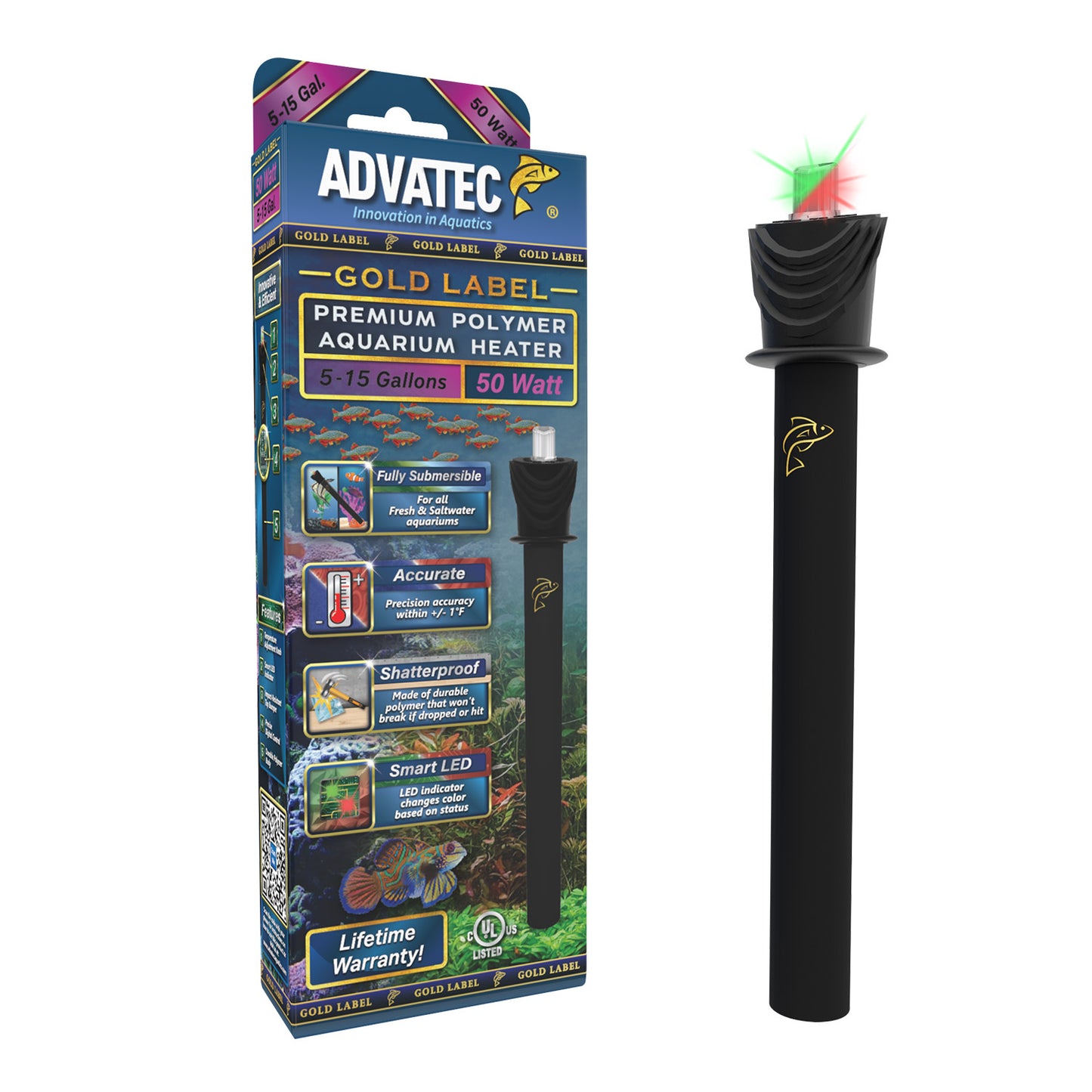 Gold Label Polymer Aquarium Heater - 50W